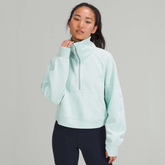 Lululemon Scuba Oversized Funnel Neck Shirt in Heathered Delicate Mint - Picture 2 of 5